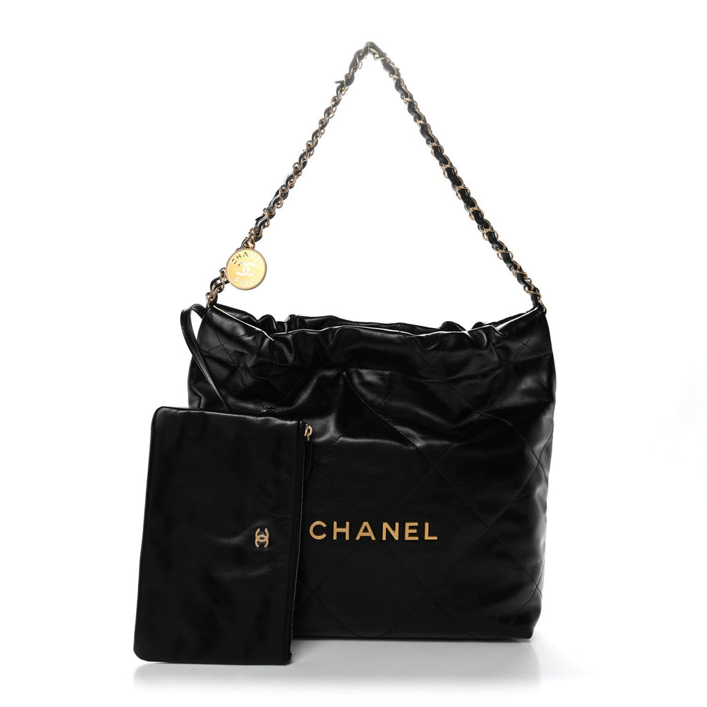Chanel Shiny Calfskin Quilted Small Chanel 22 Black