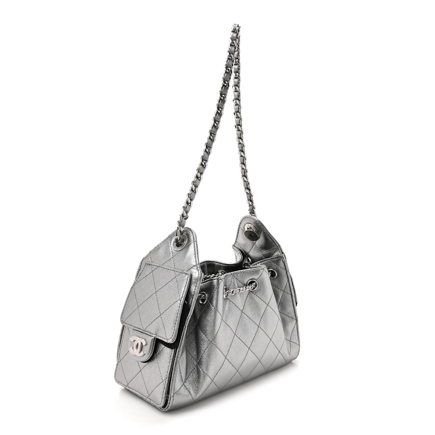 Chanel Metallic Caviar Quilted Mini Chanel 25 Handbag Anthracite