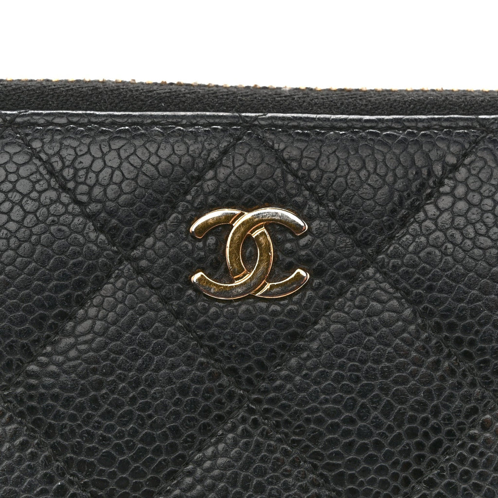 Caviar Quilted Large Gusset Zip Around Wallet Navy