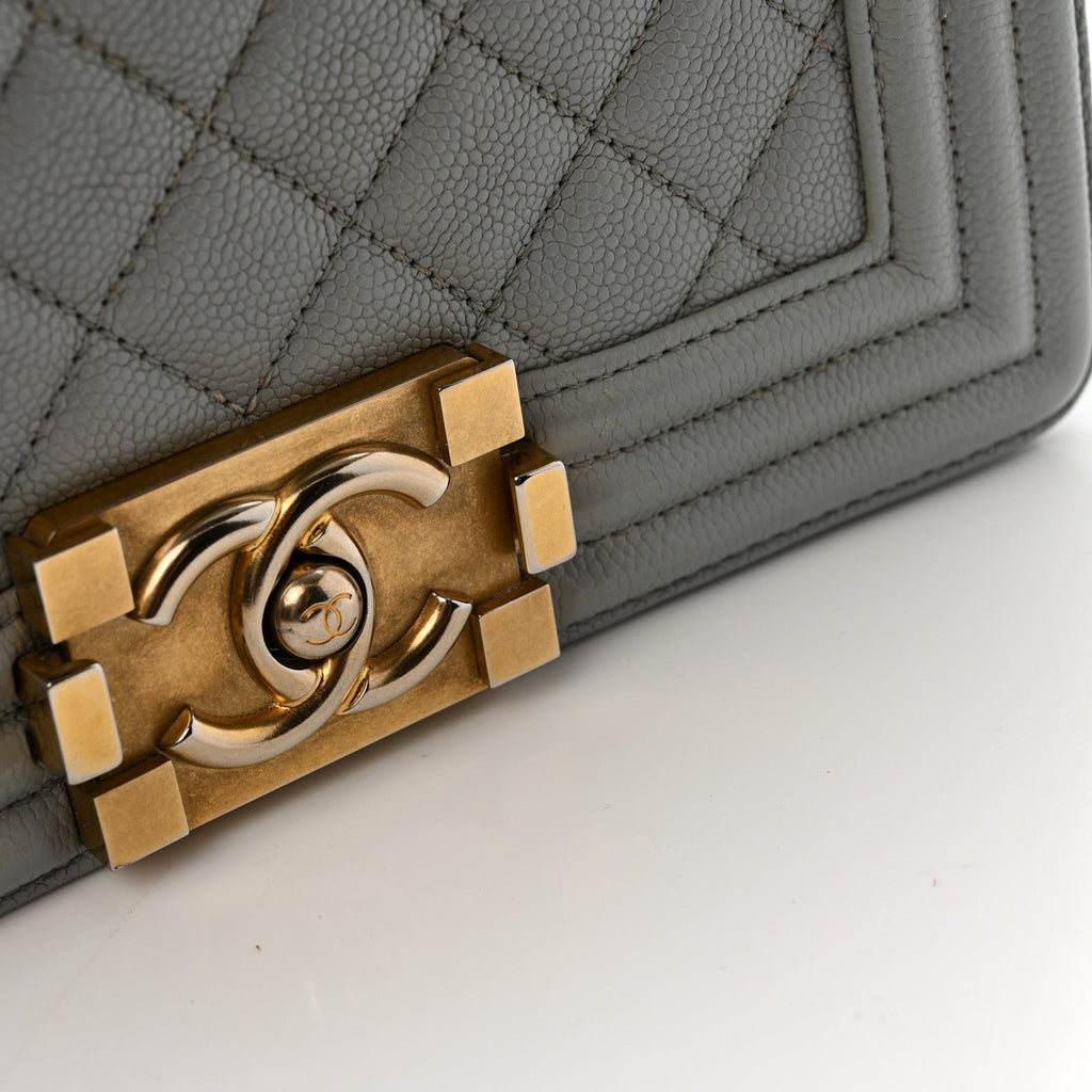 Chanel Caviar Quilted Small Boy Flap Light Grey