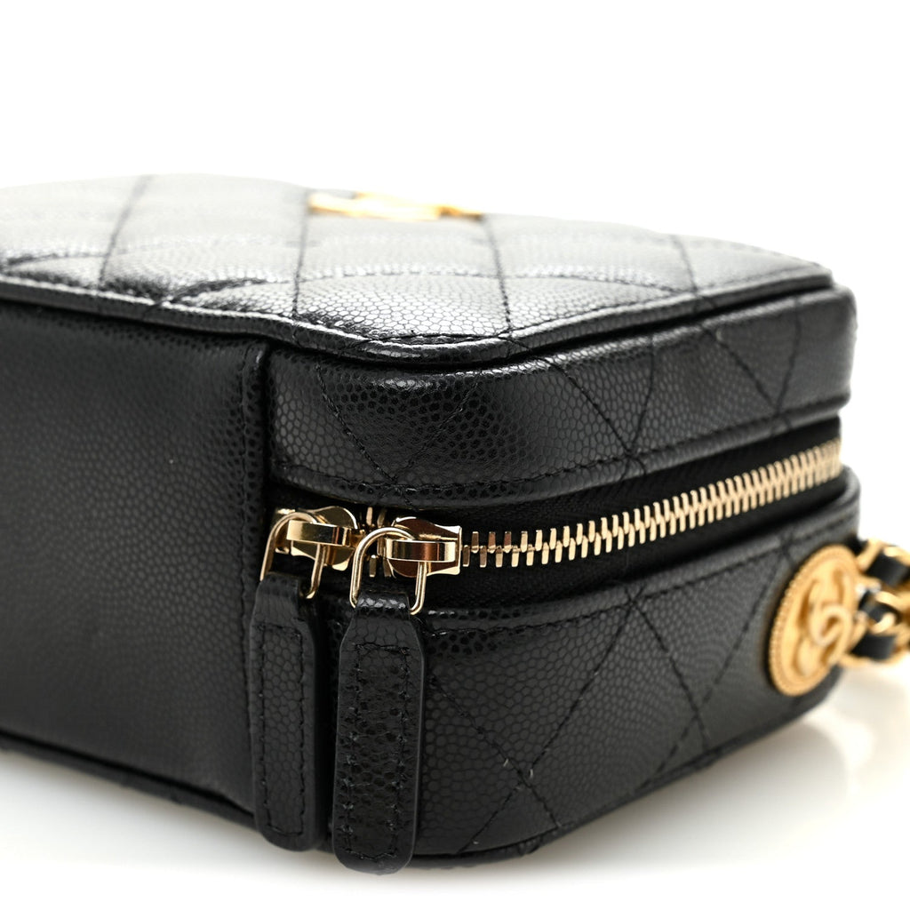Chanel Caviar Quilted Twist Your Buttons Clutch With Chain Black