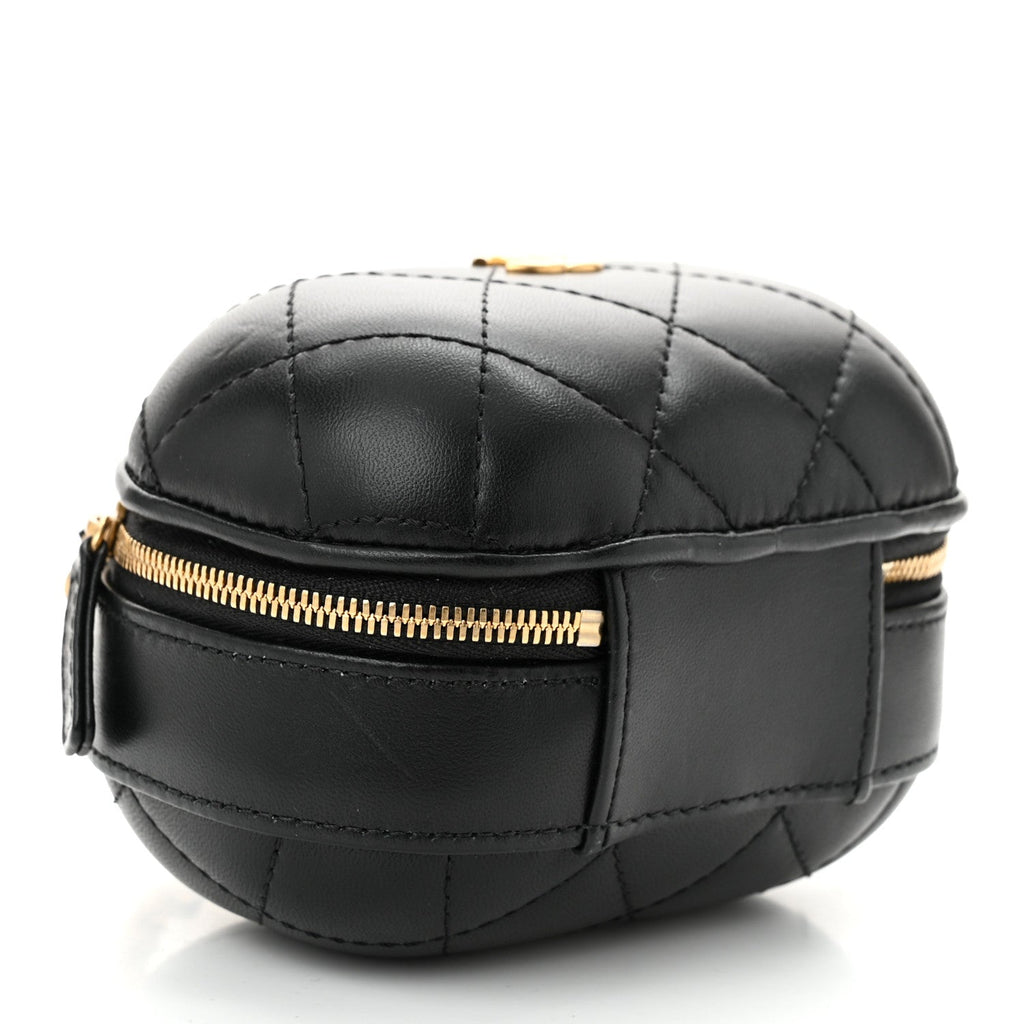 Chanel Lambskin Quilted CC Bubble Vanity Case With Chain Black