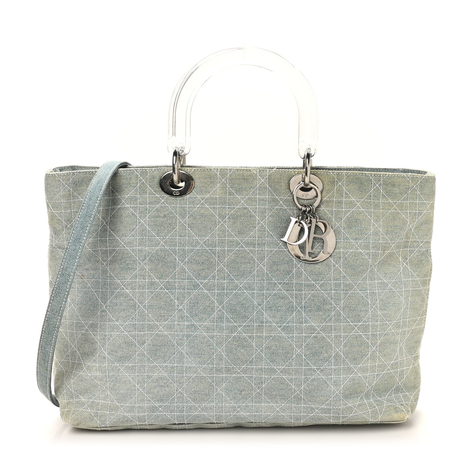 Christian Dior Denim Cannage Lady Dior Light Blue