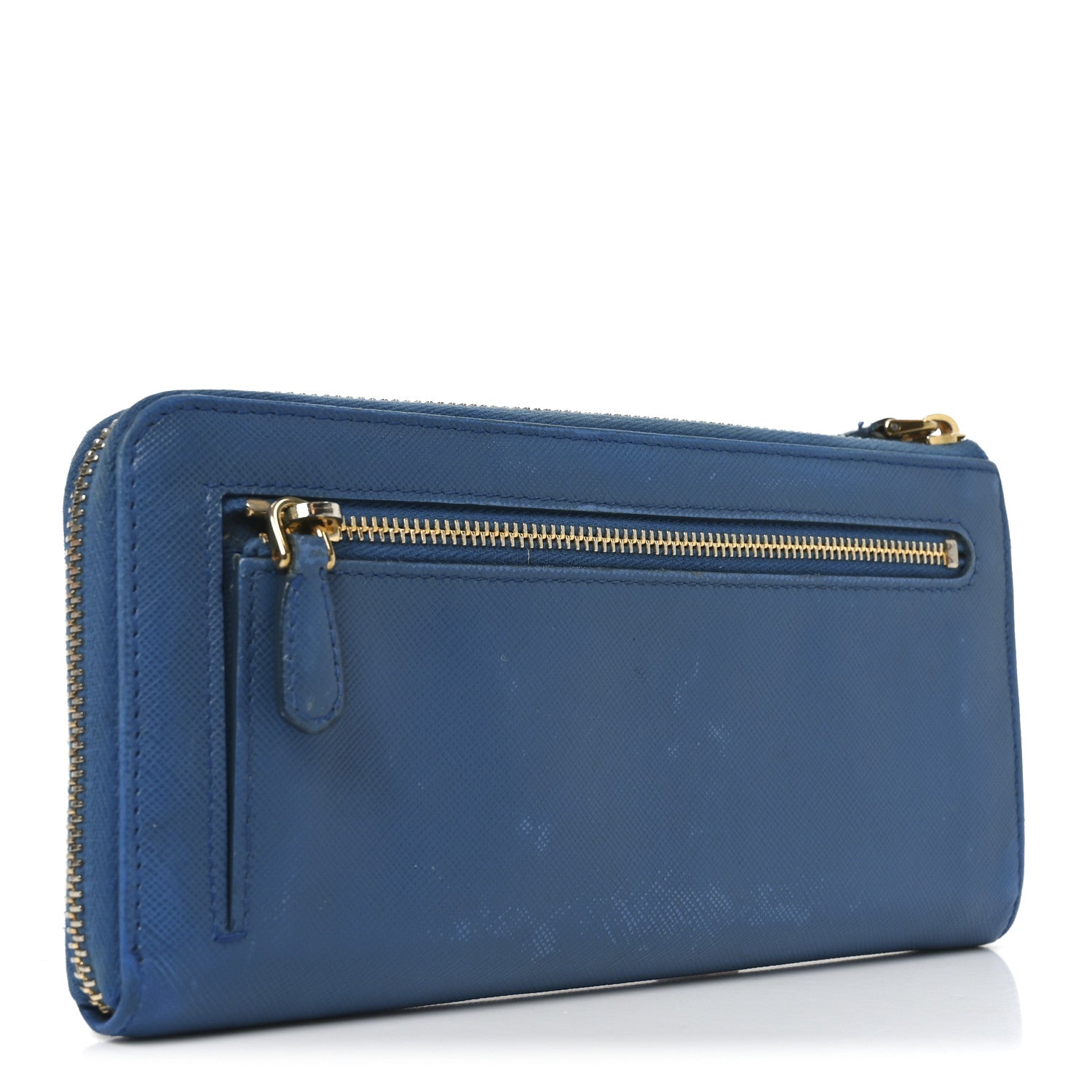 Prada Vitello Move Half Zip Wallet Cobalto