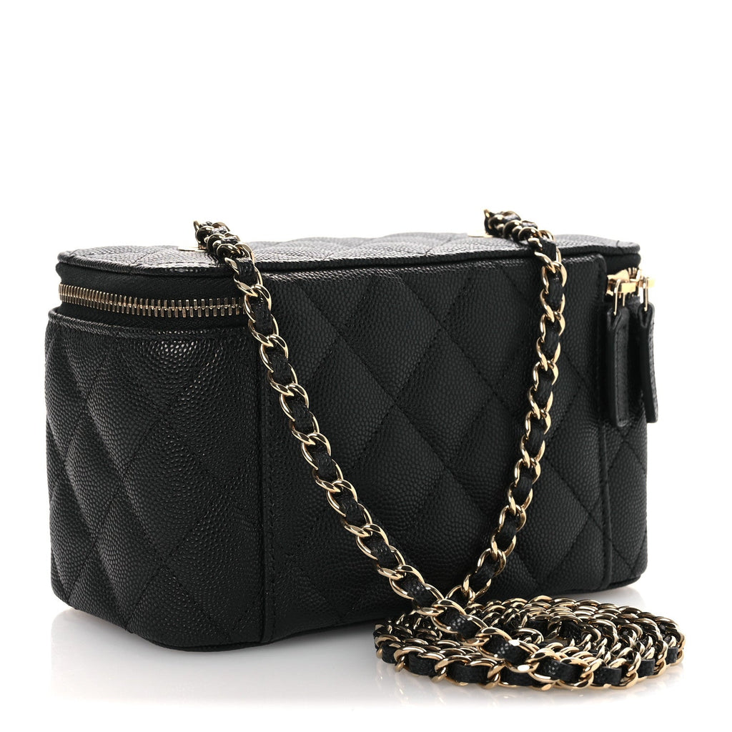 Chanel Caviar Quilted Small Vanity Case With Chain Black