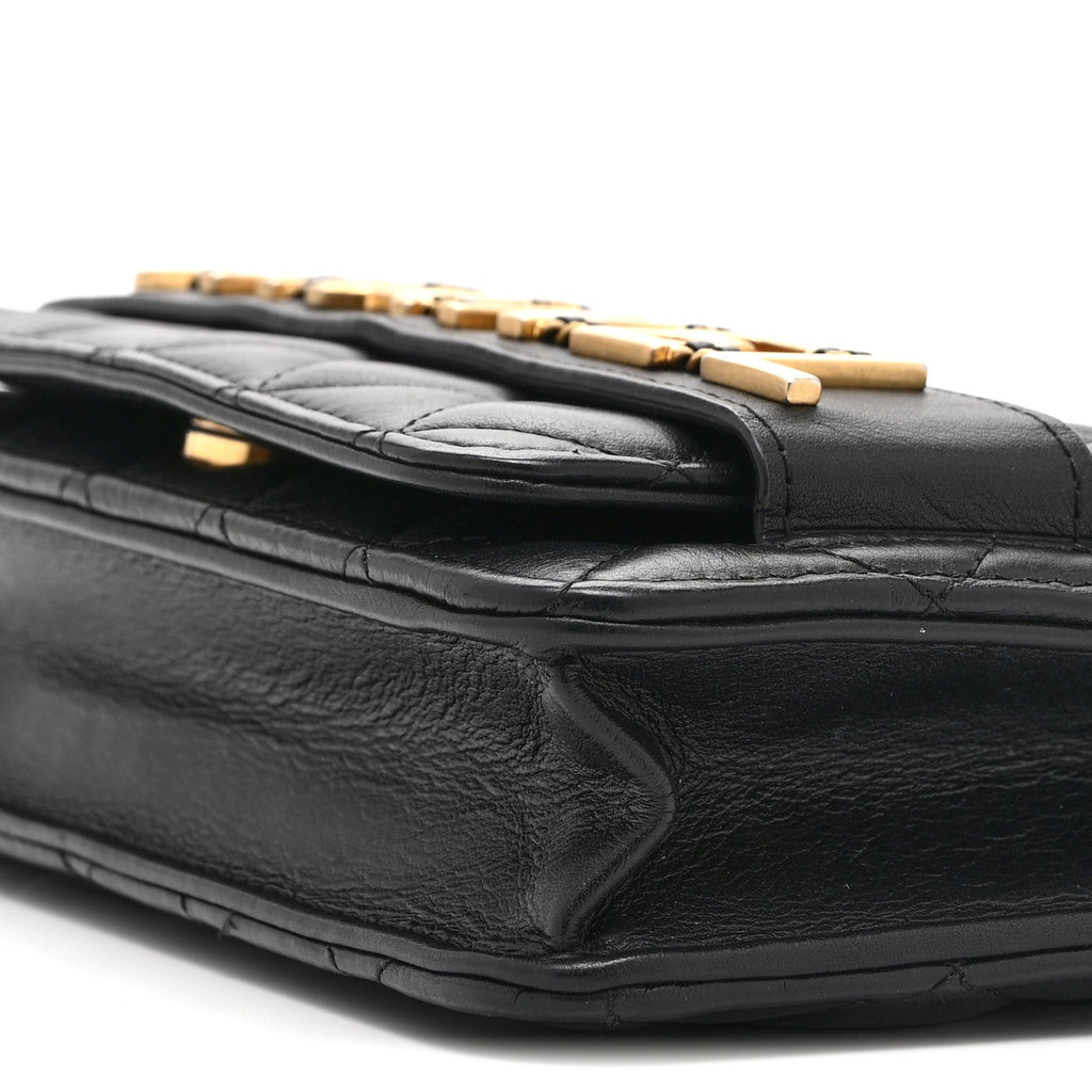 Chanel Calfskin Quilted Enchained Wallet On Chain WOC Black