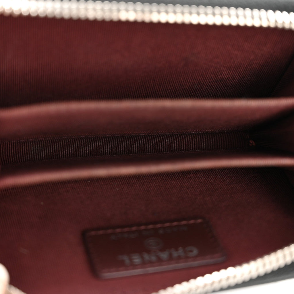 Caviar Quilted Zip Coin Purse Black
