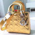 Dior My Lady Dior Bag In Gold Grained Calfskin