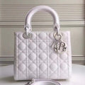 Dior Medium Lady Dior Bag In White Patent Leather