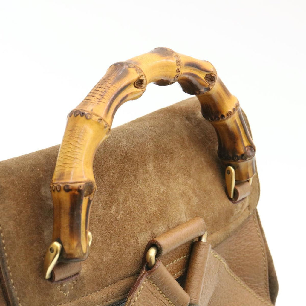 GUCCI Bamboo Backpack Suede Brown  ds086