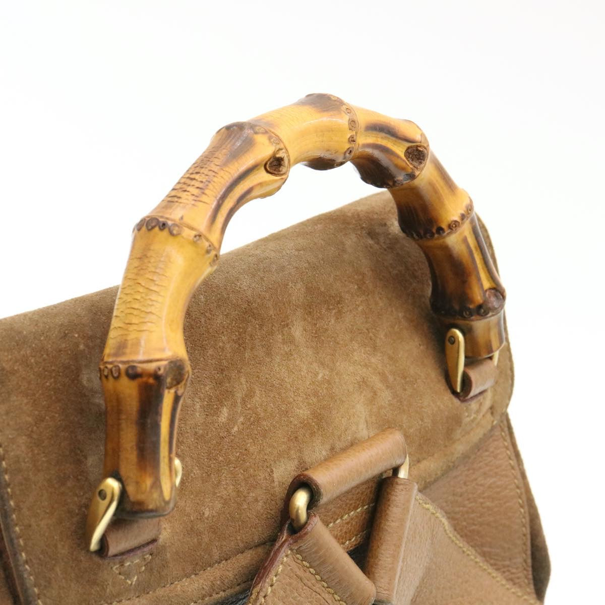 GUCCI Bamboo Backpack Suede Brown  ds086