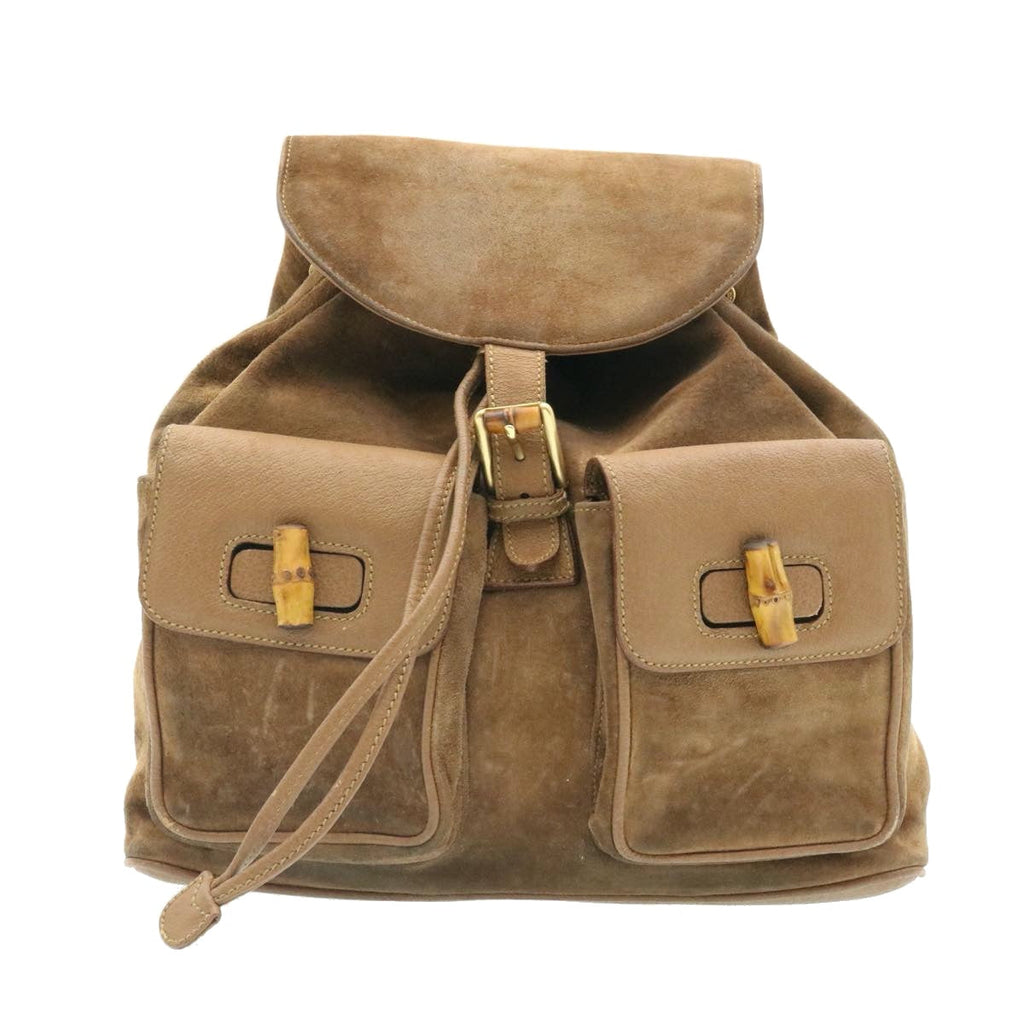 GUCCI Bamboo Backpack Suede Brown  ds086