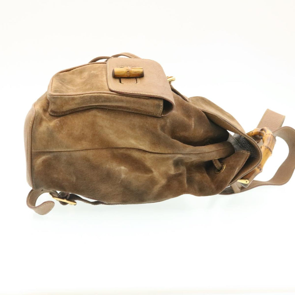 GUCCI Bamboo Backpack Suede Brown  ds086