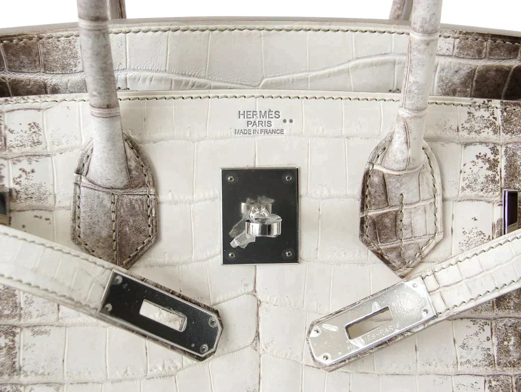 Hermes Himalayan Handmade Birkin 30 Niloticus Himalaya Blanc Crocodile Palladium