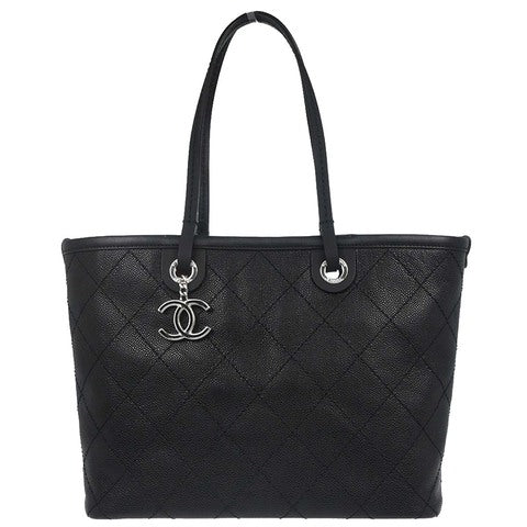 Chanel Black Caviar Skin On The Road Shopping Fever Tote Bag