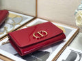 Dior 30 Montaigne Wallet On Chain In Red Patent Calfskin