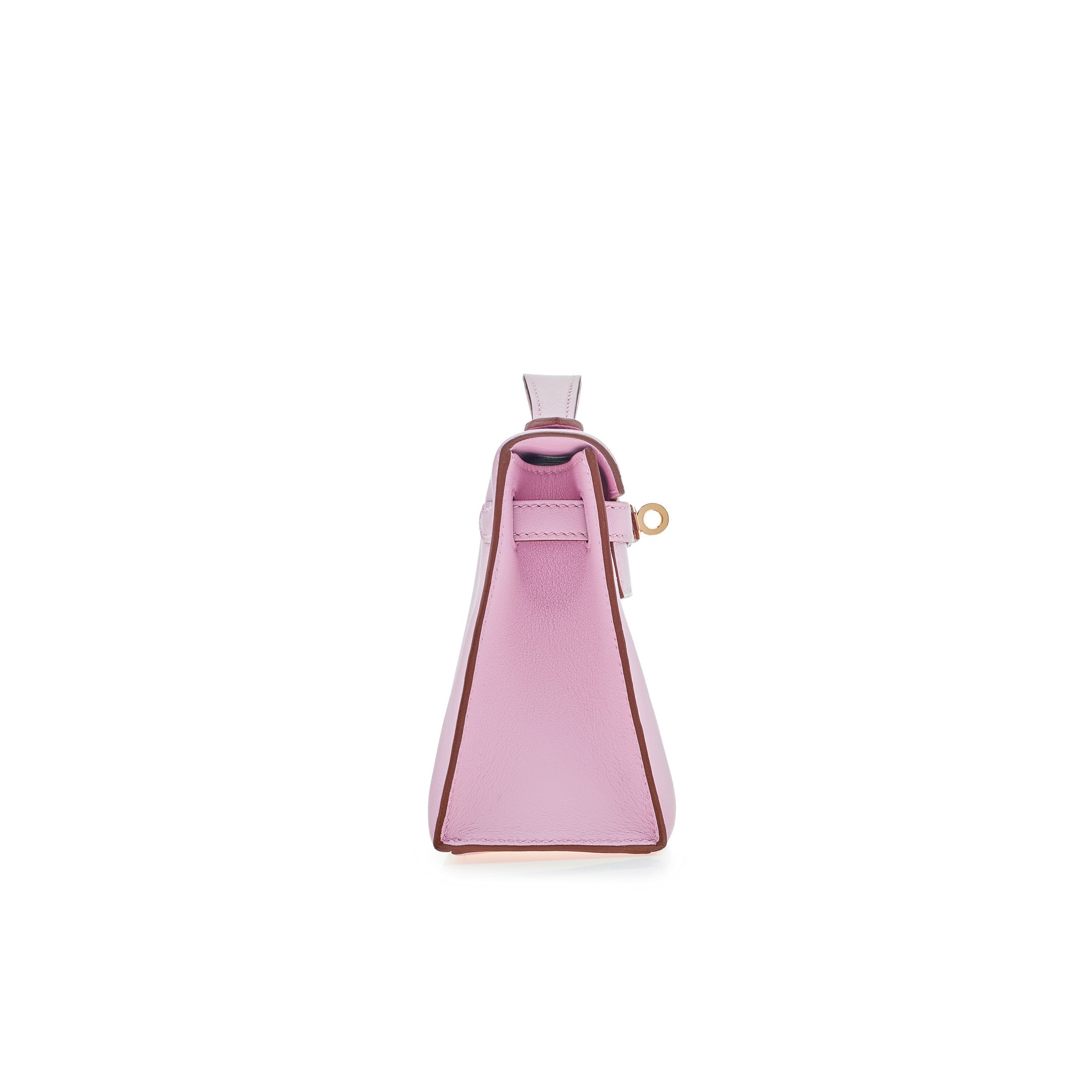 Hermes Kelly Pochette Mauve Sylvestre Swift Rose Gold Hardware