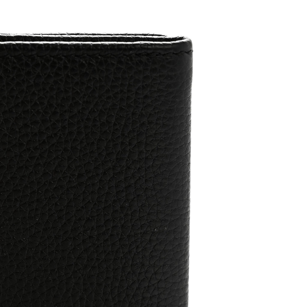 Gucci Pebbled Calfskin Bi-Color GG Marmont Card Case Black Rosso Ancora