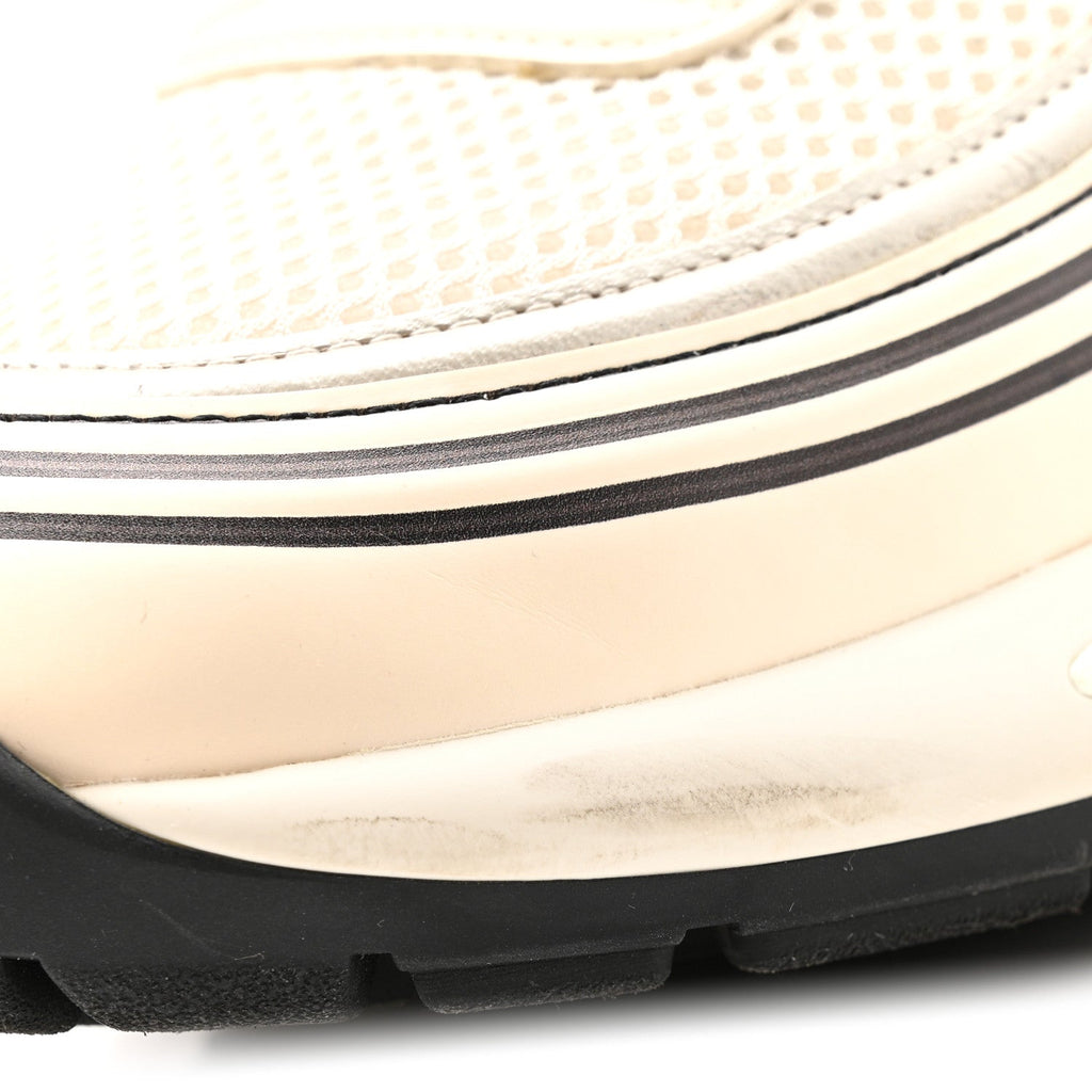 Fabric Laminated Calfskin Stretch CC Sneakers 37 Ivory White Silver
