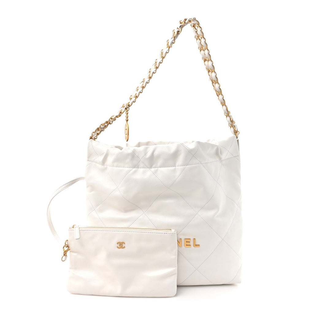 Chanel Shiny Calfskin Quilted Small Chanel 22 White