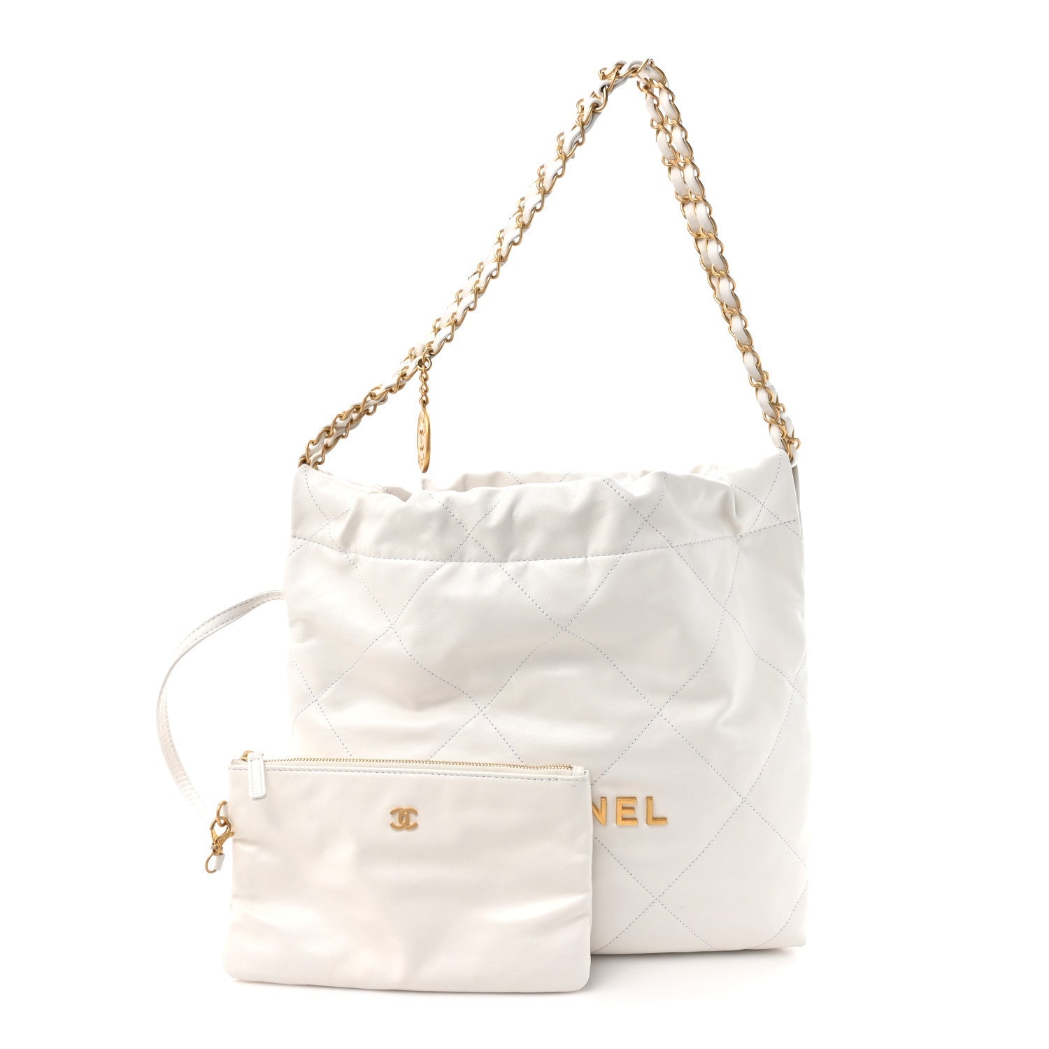 Chanel Shiny Calfskin Quilted Small Chanel 22 White
