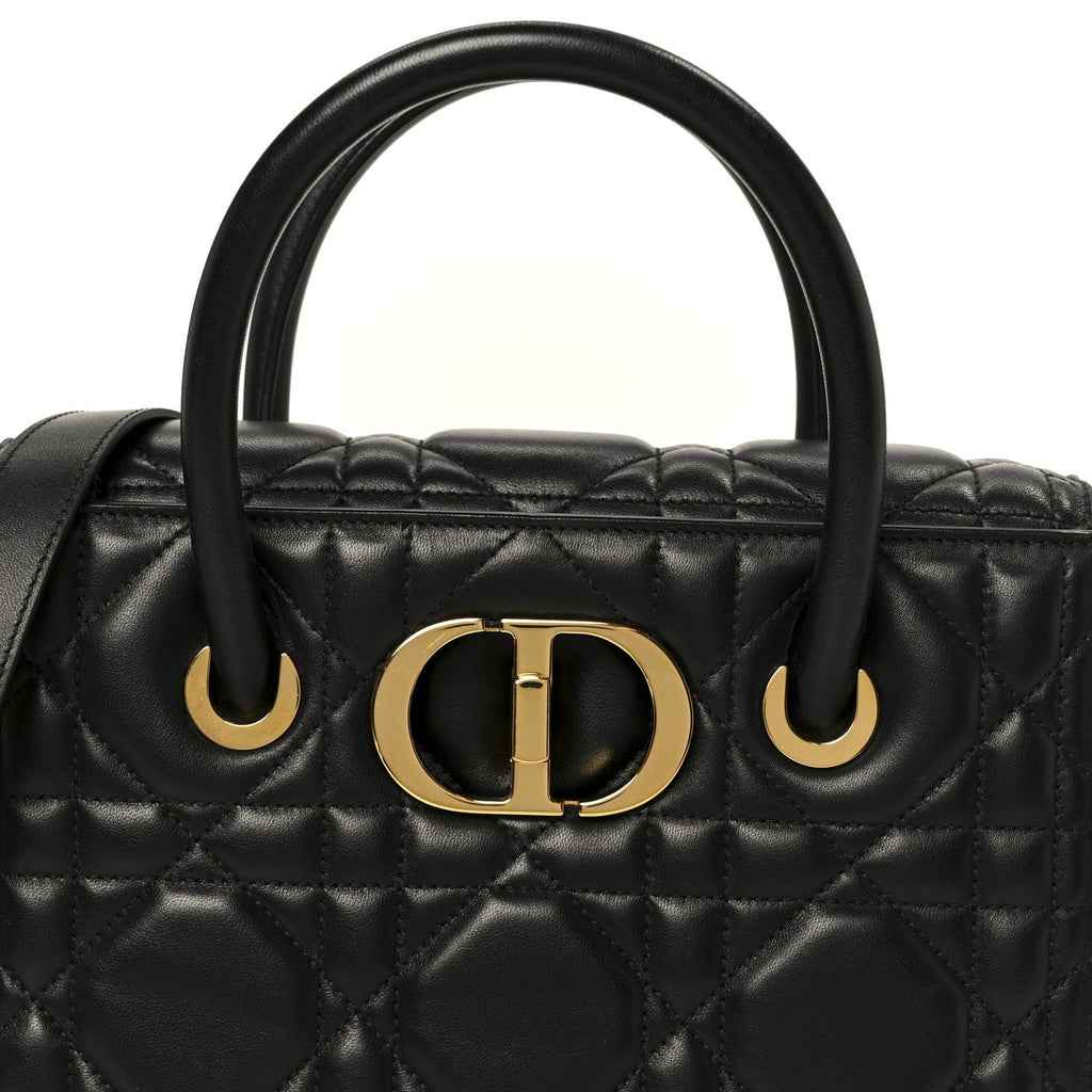 Christian Dior Calfskin Macrocannage Medium St. Honore Tote Black