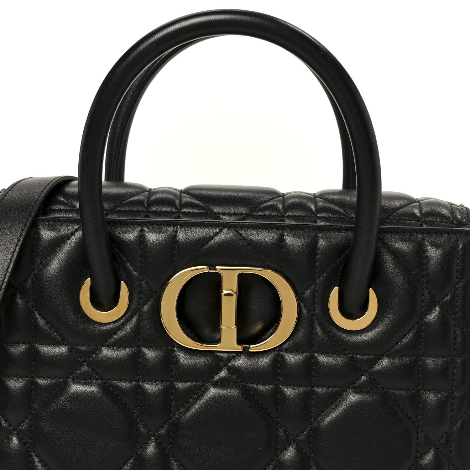 Christian Dior Calfskin Macrocannage Medium St. Honore Tote Black