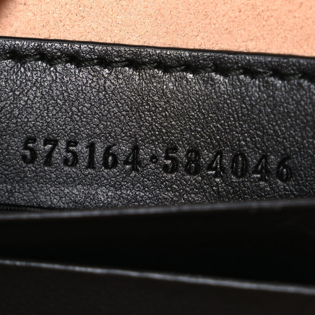 Gucci Calfskin Matelasse GG Marmont Round Wrist Wallet Black
