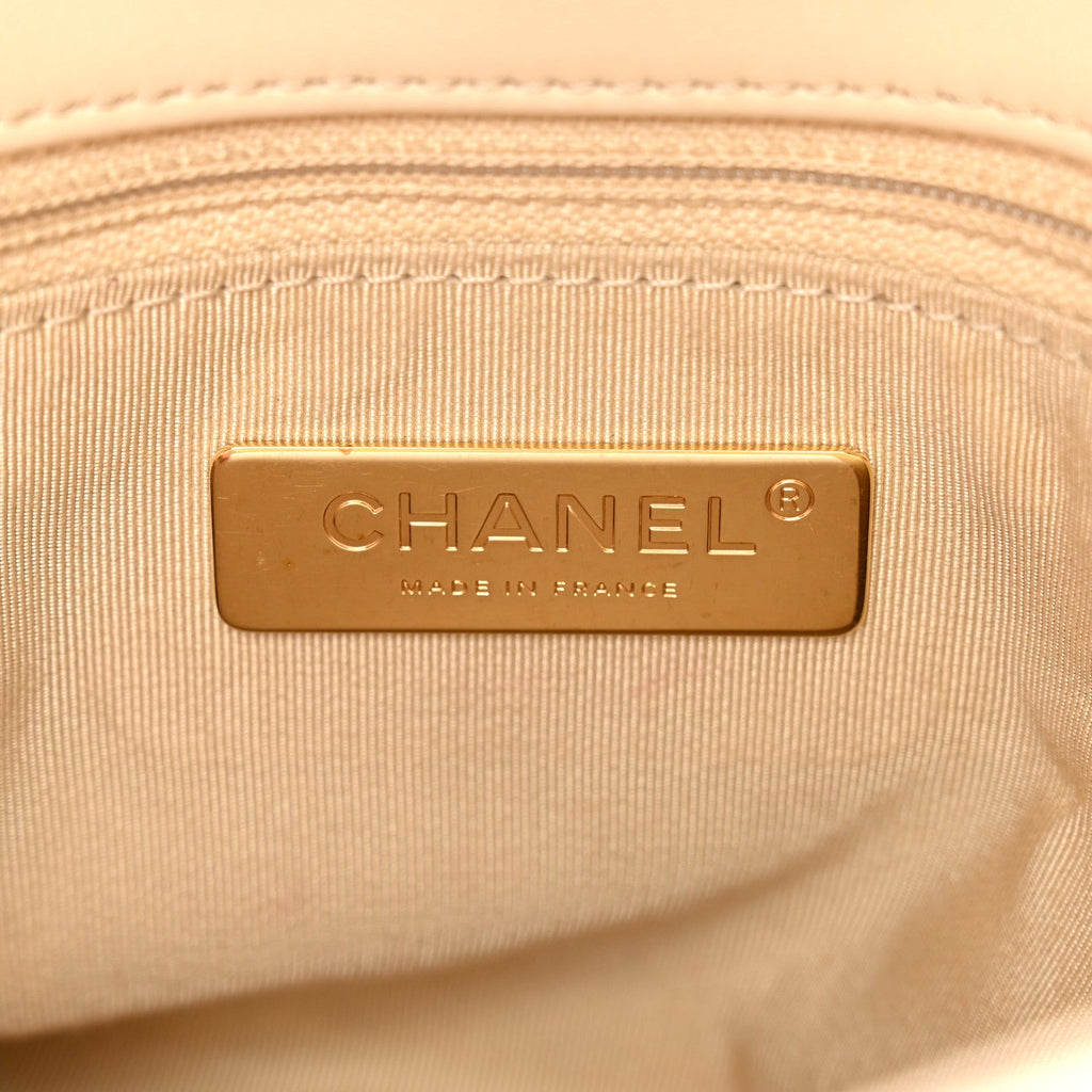 Chanel Lambskin Quilted Medium Chanel 19 Flap Light Beige