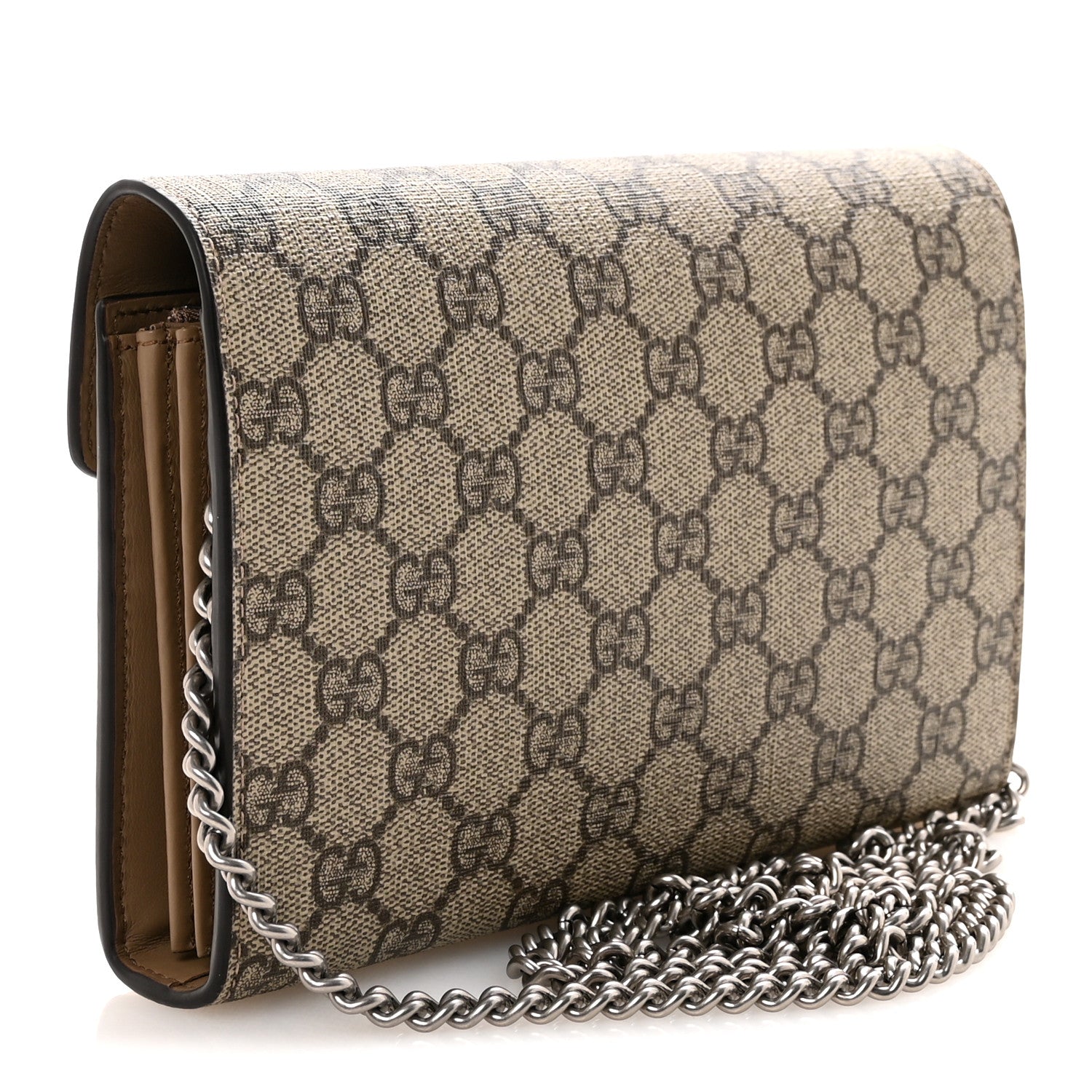 Gucci GG Supreme Monogram Mini Dionysus Chain Wallet Beige Taupe