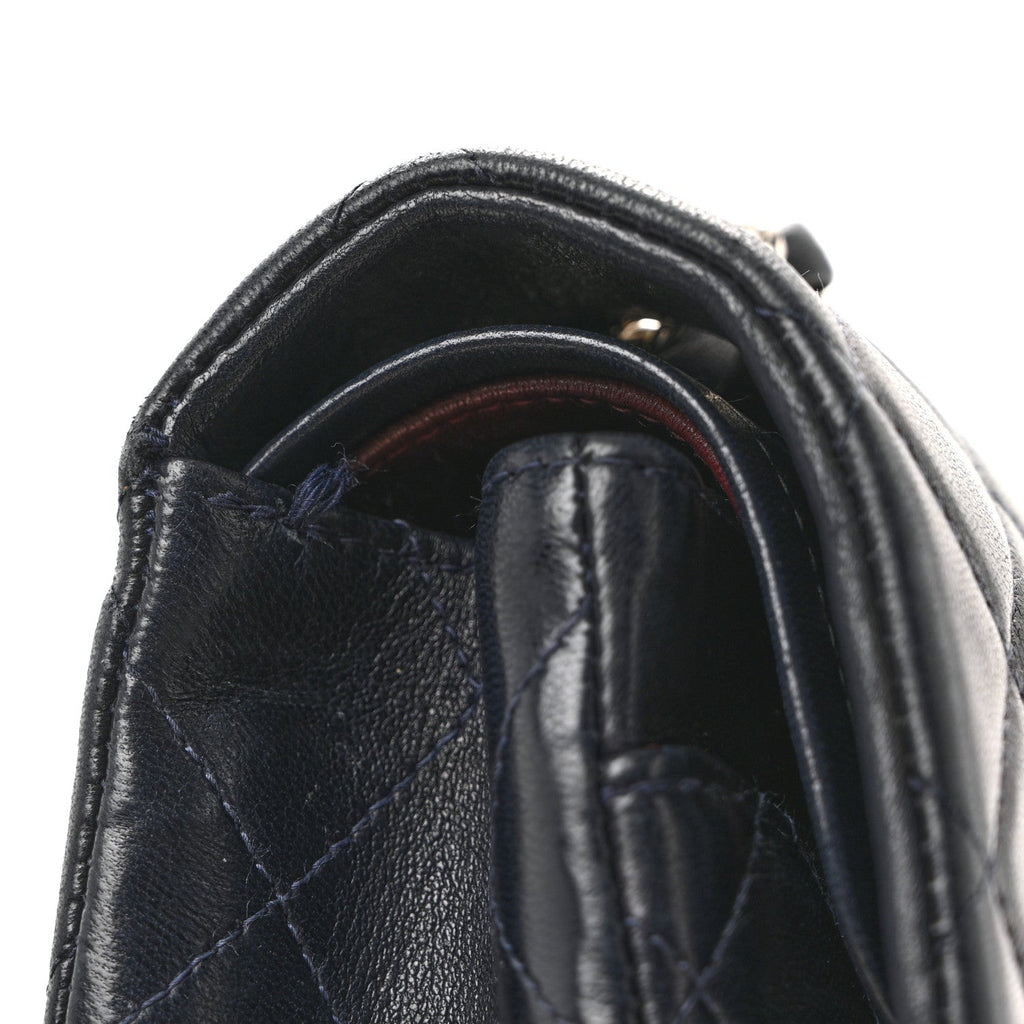 Chanel Lambskin Quilted Small Double Flap Navy