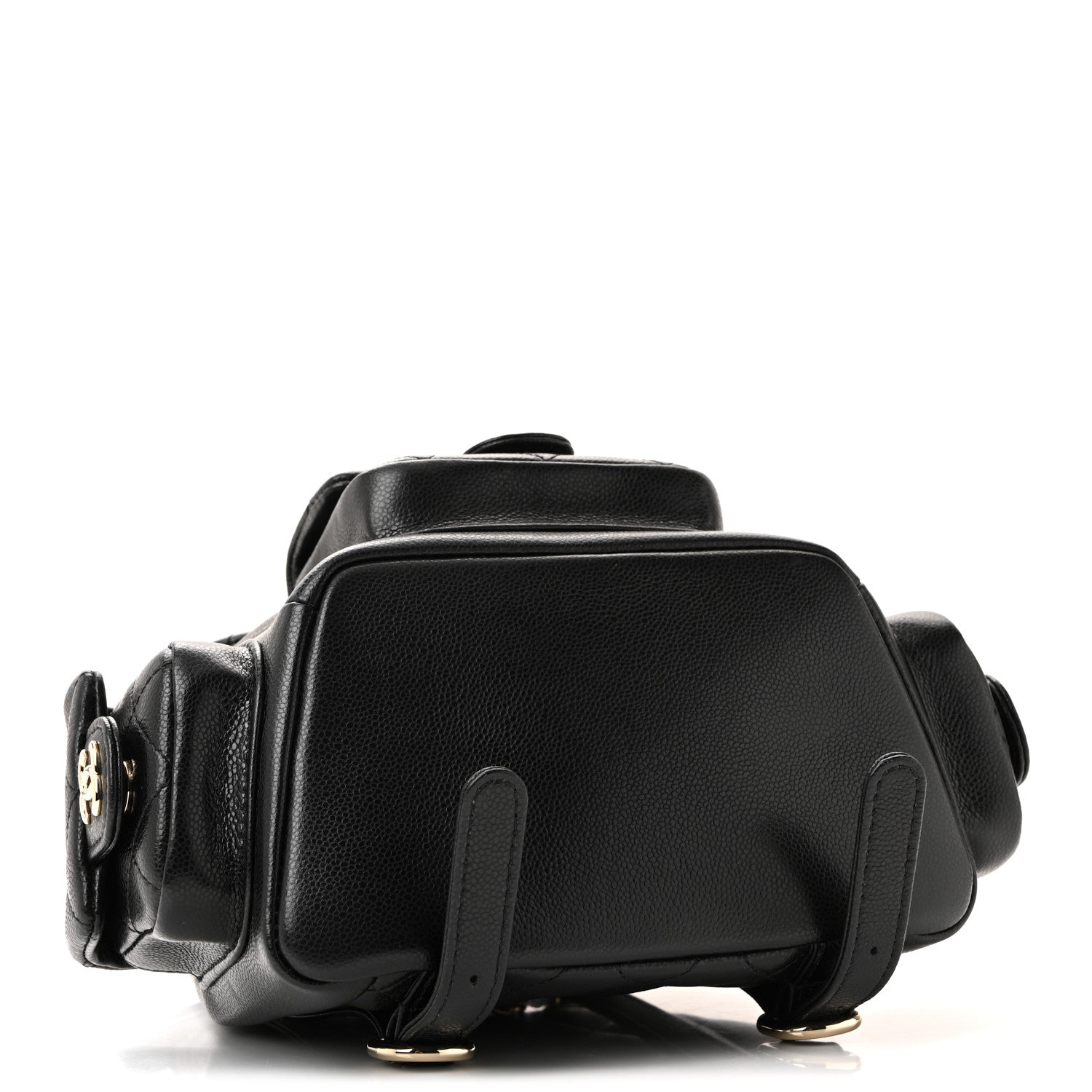 Chanel Shiny Caviar Quilted Small Duma Pockets Drawstring Backpack Black