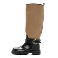 Louis Vuitton Canvas Calfskin Territory Flat High Ranger Boots 37 Khaki