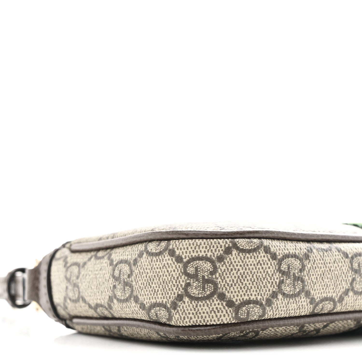 Gucci GG Supreme Monogram Textured Dollar Calfskin Web Mini Ophidia Shoulder Bag Beige Ebony New Acero