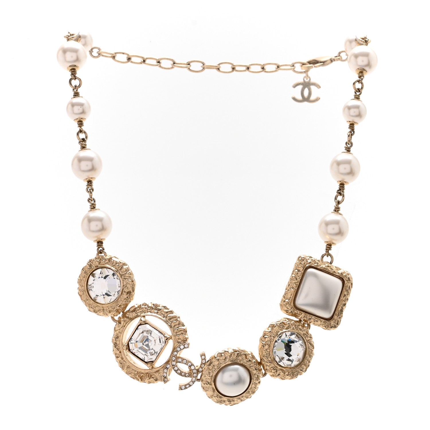 Crystal Pearl CC Choker Gold