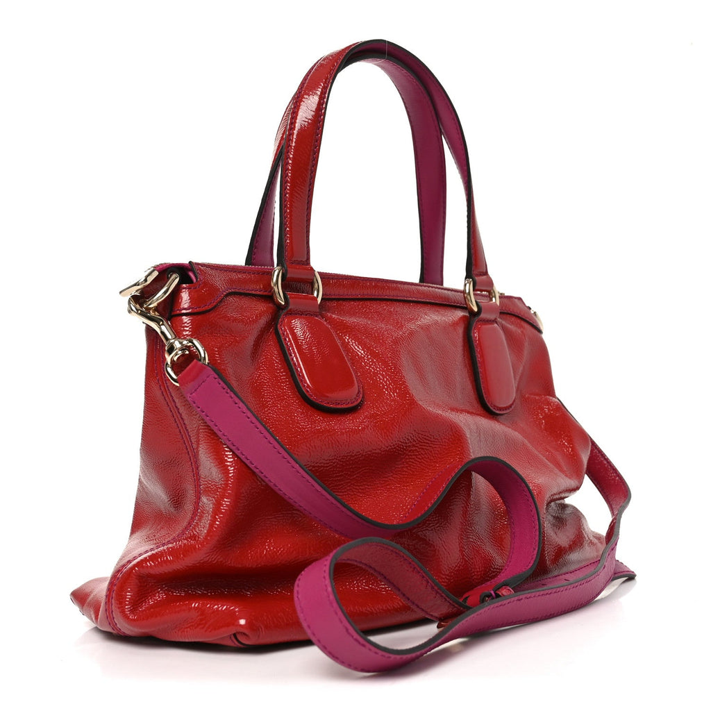 Gucci Vernice Naplack Small Soho Top Handle Satchel Uniform Red
