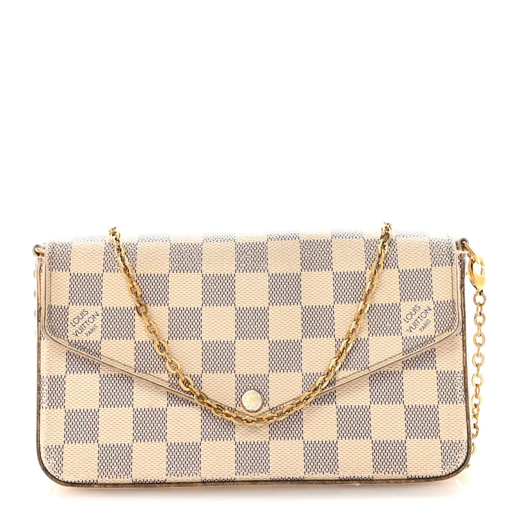 Louis Vuitton Damier Azur Pochette Felicie Chain Wallet Rose Ballerine