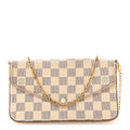 Louis Vuitton Damier Azur Pochette Felicie Chain Wallet Rose Ballerine