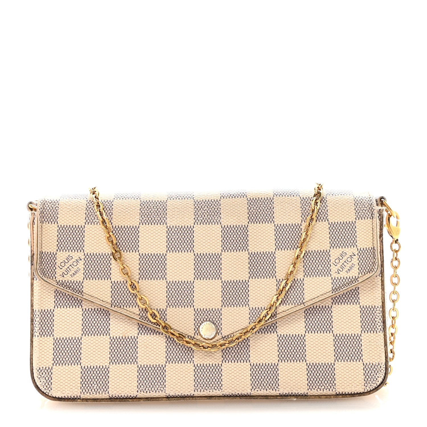 Louis Vuitton Damier Azur Pochette Felicie Chain Wallet Rose Ballerine