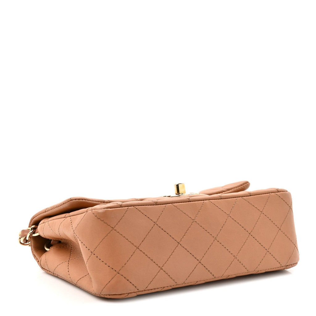 Chanel Lambskin Quilted Mini Rectangular Flap Brown