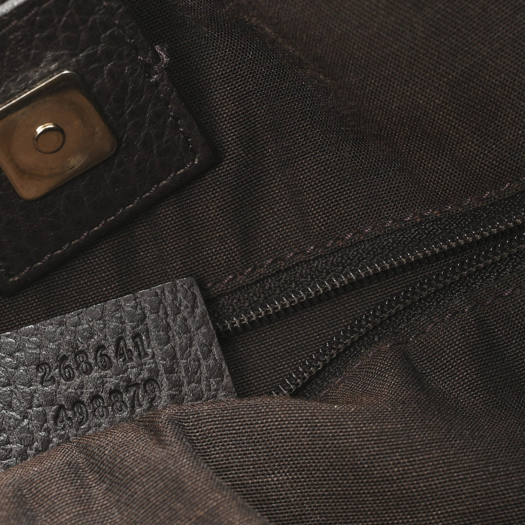 Gucci Monogram Medium Abbey Convertible Tote Dark Brown