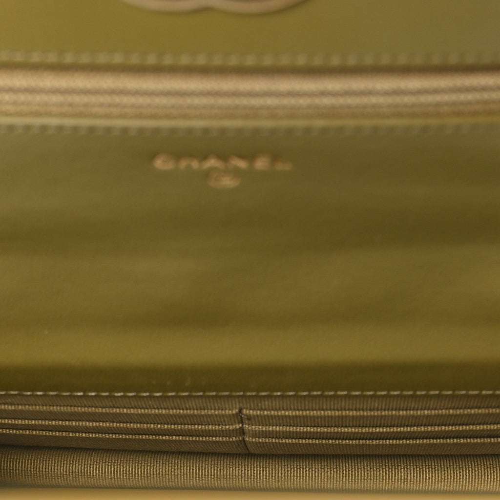 Chanel Lambskin Quilted Chanel 19 Wallet On Chain WOC Green