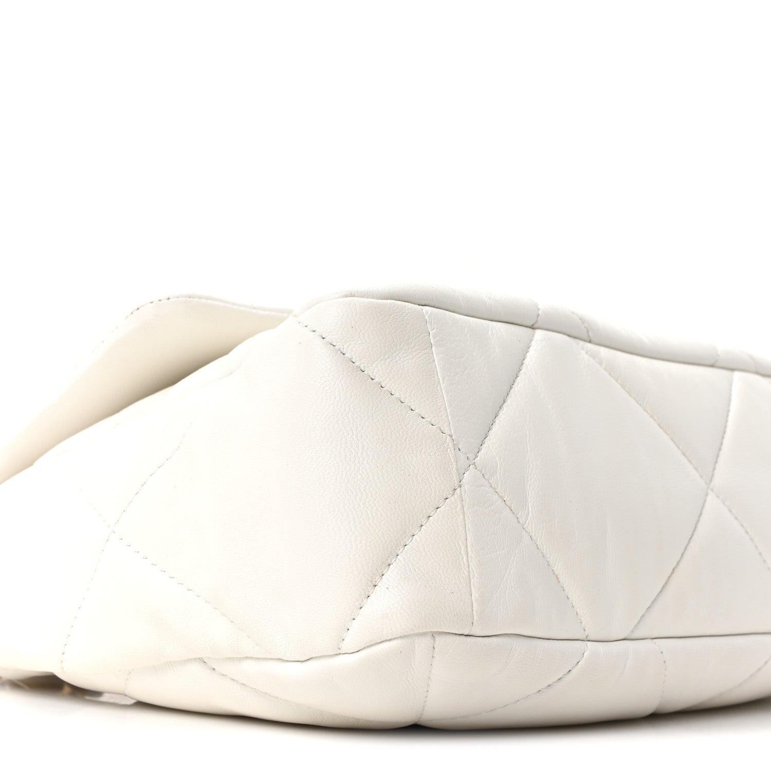 Chanel Goatskin Quilted Large Chanel 19 Flap White