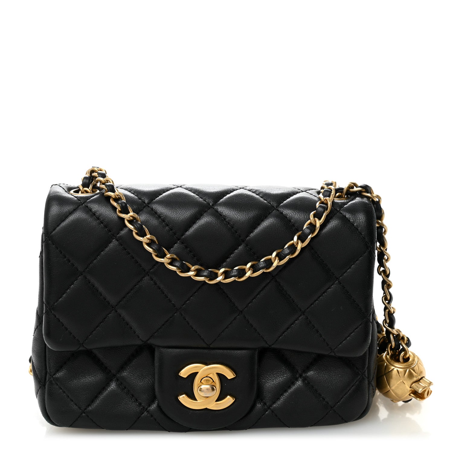 Chanel Lambskin Quilted Mini Pearl Crush Flap Black