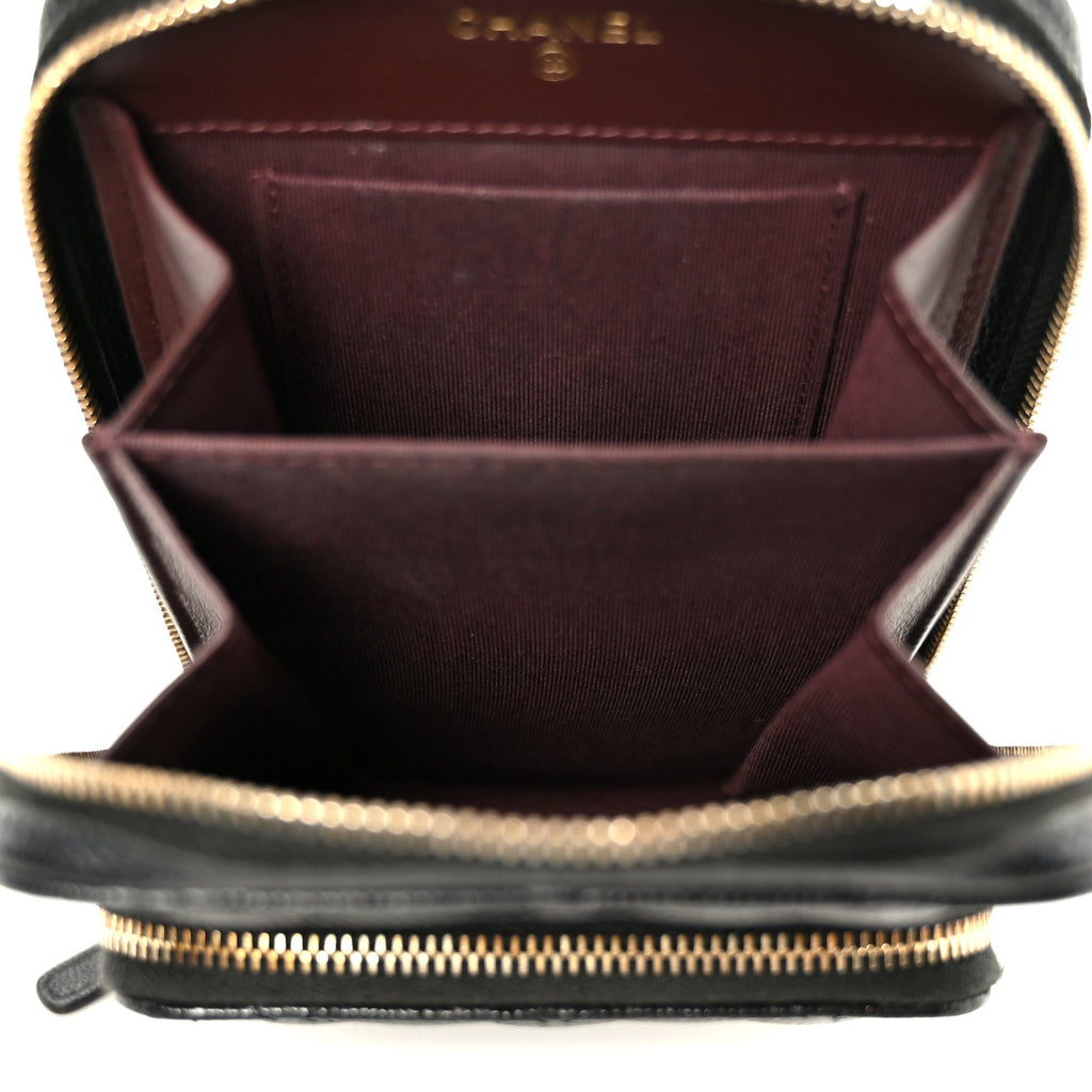 Chanel Caviar Quilted Phone Holder With Chain Black