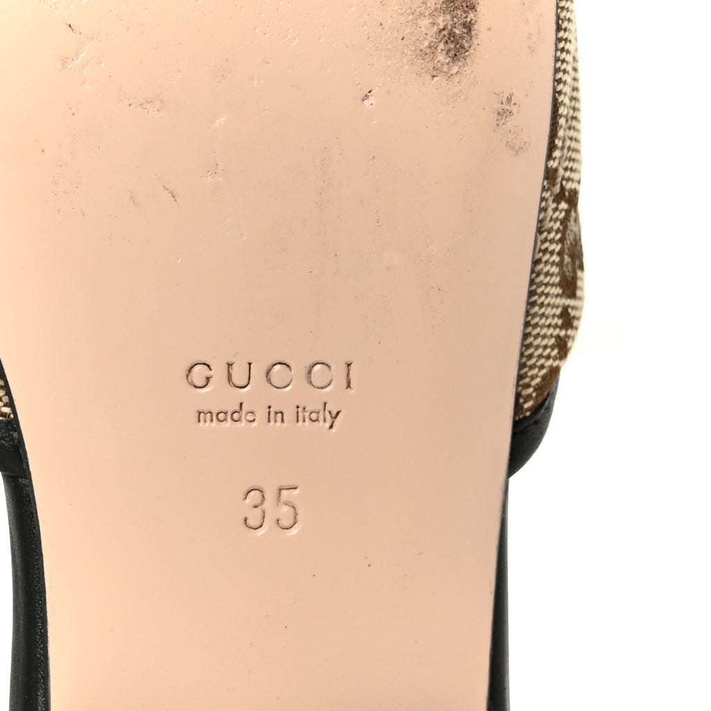 Gucci Monogram Matelasse Diagonal GG Marmont Flat Slide Sandals 35 Beige Ebony Black