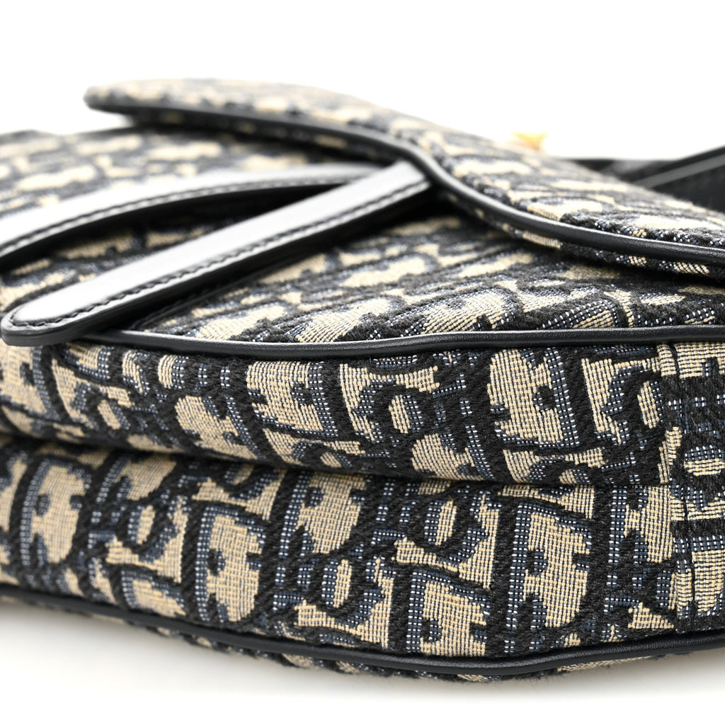 Christian Dior Oblique Saddle Bag With Strap Blue