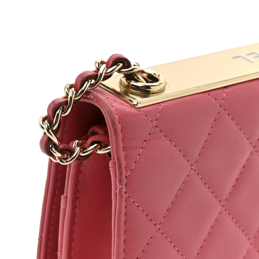 Chanel Lambskin Quilted Trendy CC Wallet On Chain WOC Bright Pink