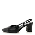 Lambskin Cap Toe CC Slingback Pumps 35.5 Black Dark Grey