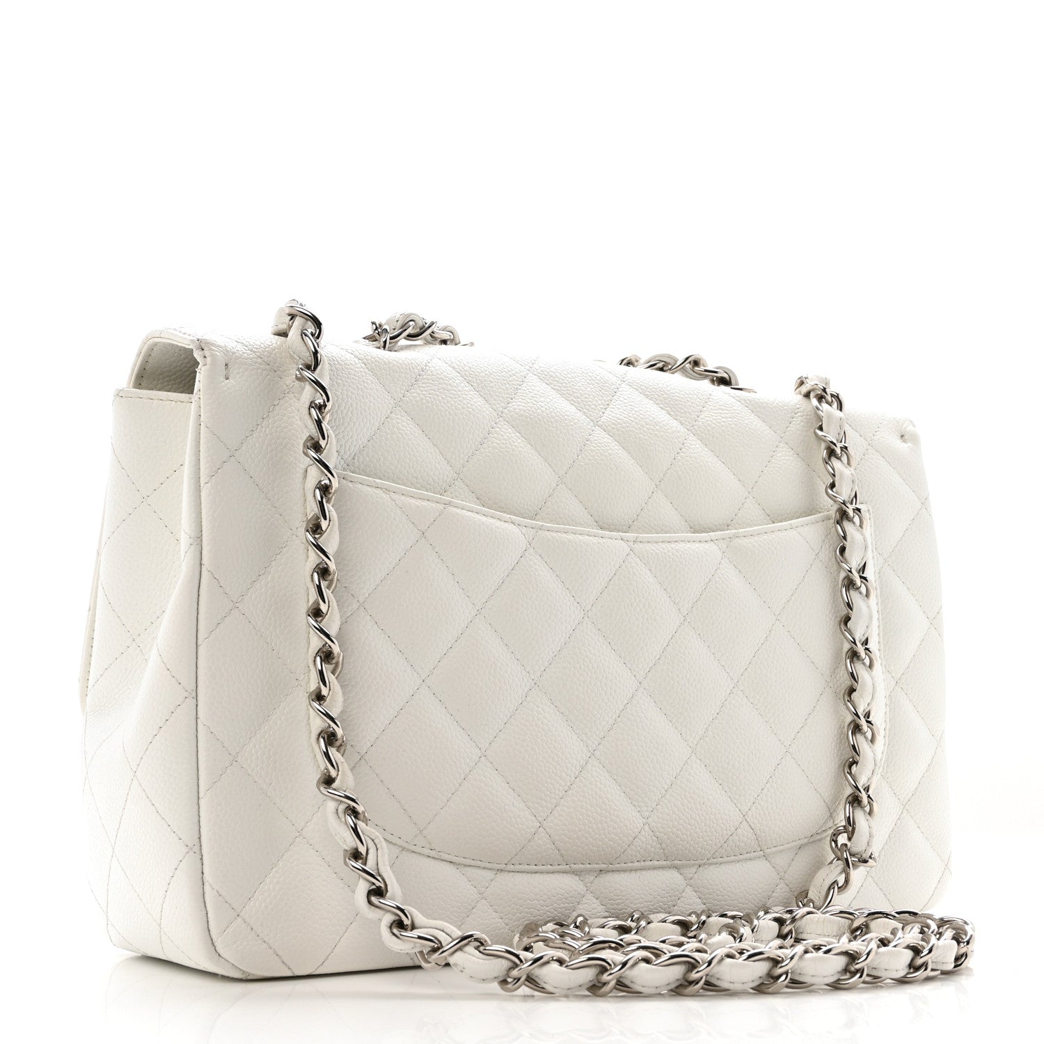 Chanel Caviar Quilted Jumbo Single Flap White